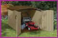 Storage building for a lawn mower